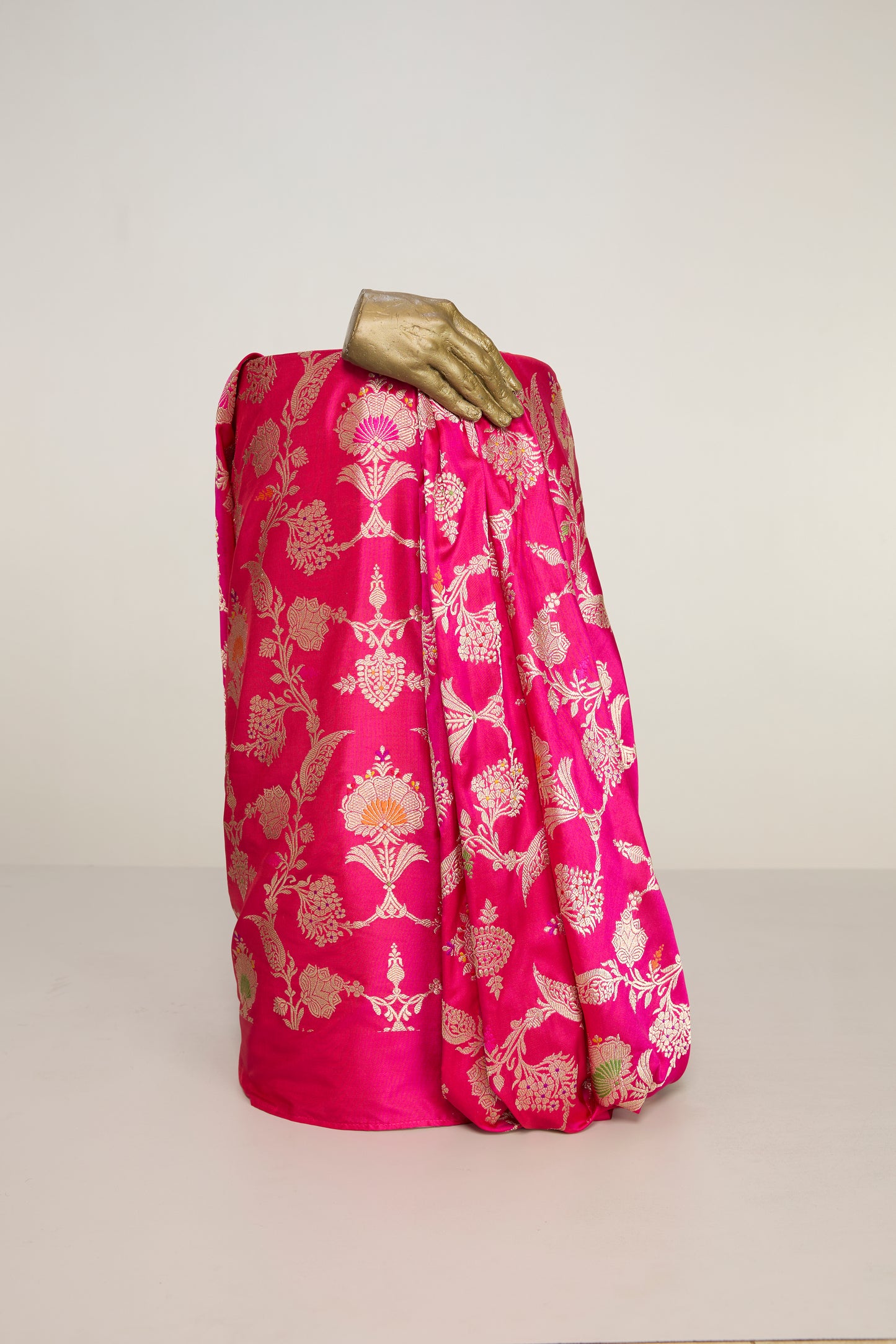 Handwoven Pink Banarasi Silk Fabric