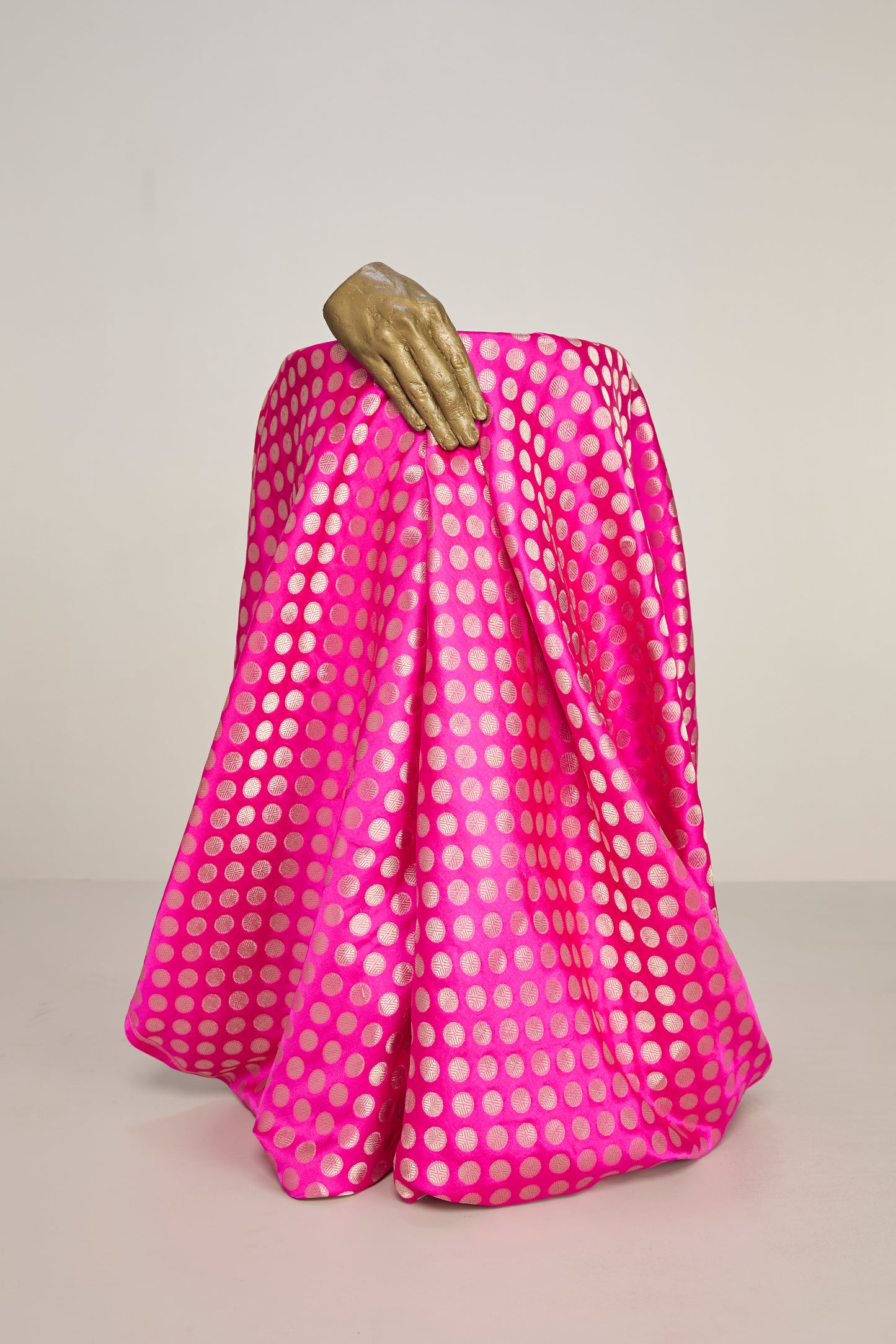 Handwoven Pink Banarasi Satin Fabric
