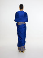 Handwoven Marine Blue Mashroo Silk Saree with Embroidered Border