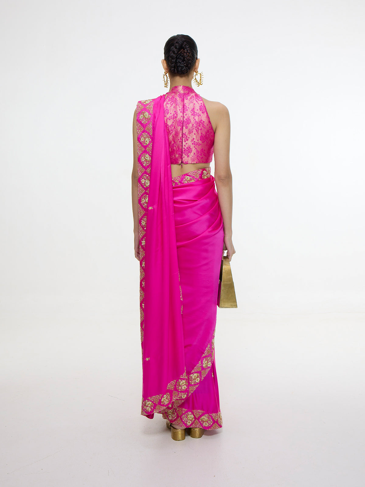 Handwoven Pink Mashroo Silk Saree with an Embroidered Border