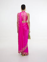 Handwoven Pink Mashroo Silk Saree with an Embroidered Border