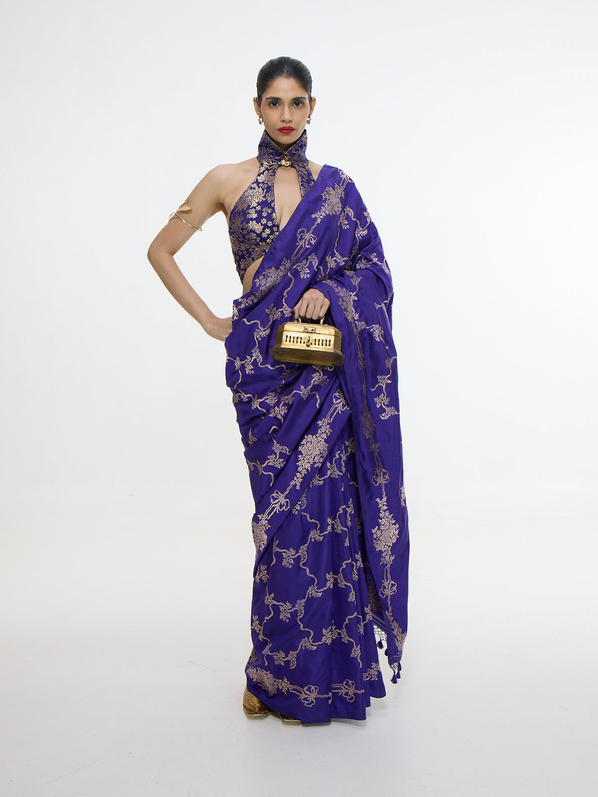 Handwoven Indigo Blue Mashroo Silk Saree