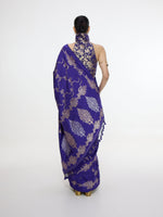 Handwoven Indigo Blue Mashroo Silk Saree
