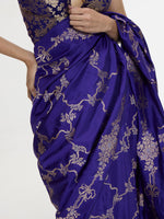 Handwoven Indigo Blue Mashroo Silk Saree