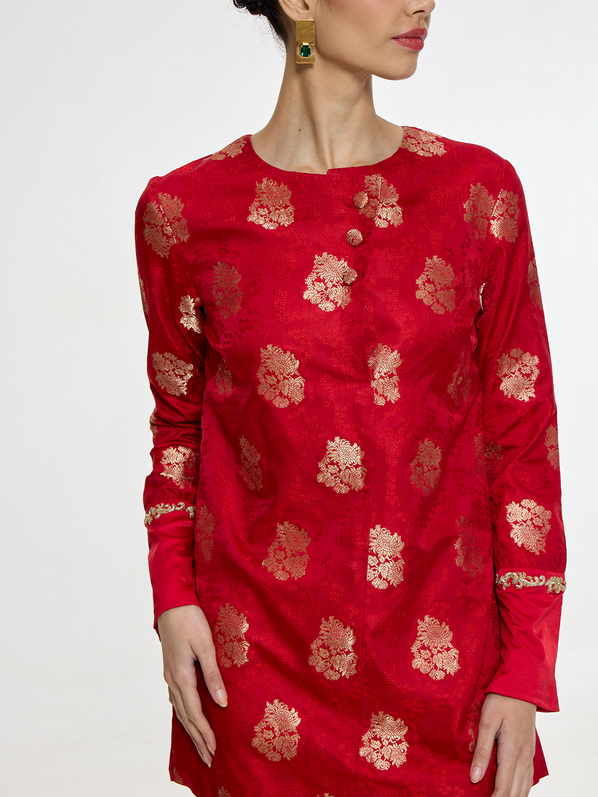 Handwoven Red Short Kurta Set