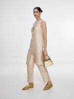 Handwoven Ivory-Gold Jacket Set