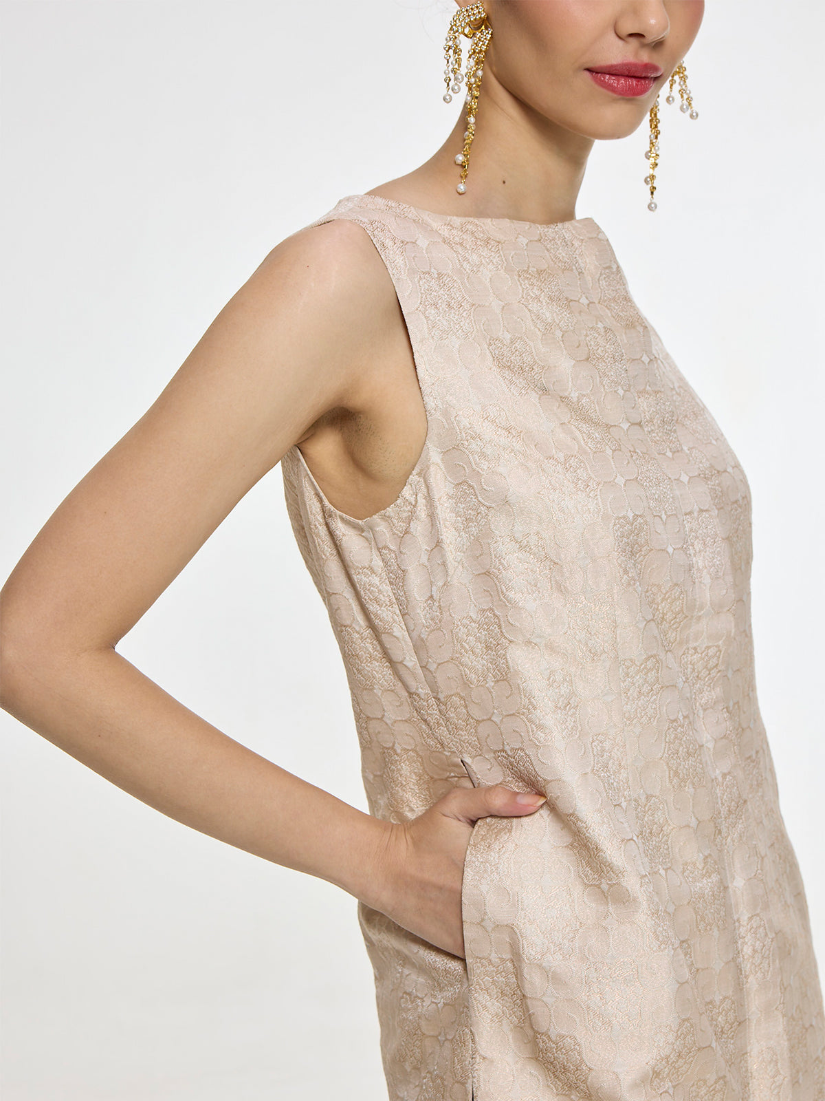 Handwoven Ivory-Gold Jacket Set