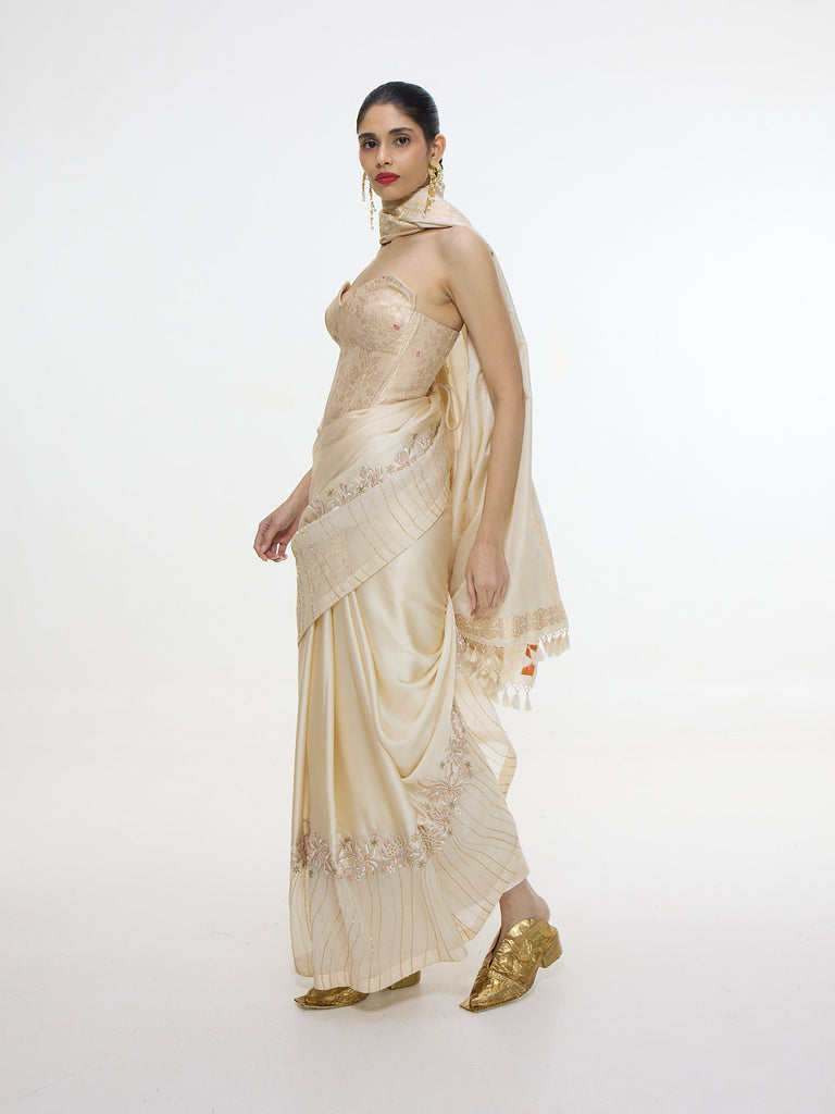 Handwoven Buff Beige Mashroo Silk Saree