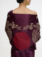 Handwoven Maroon Saree With Embroidered Panel