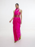 Handwoven Hot Pink Kadhwa Banarasi Saree