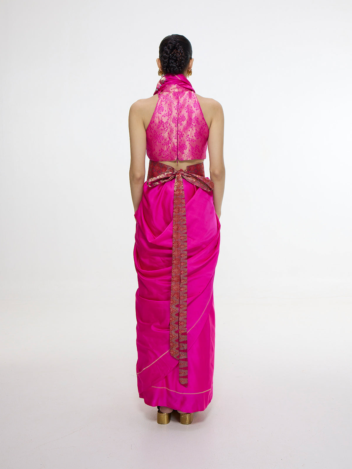 Handwoven Hot Pink Kadhwa Banarasi Saree