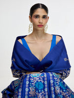 Handwoven Royal Blue Silk  Shawl