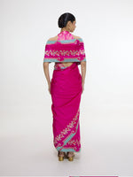 Handwoven Fuschia Mashroo Silk Saree