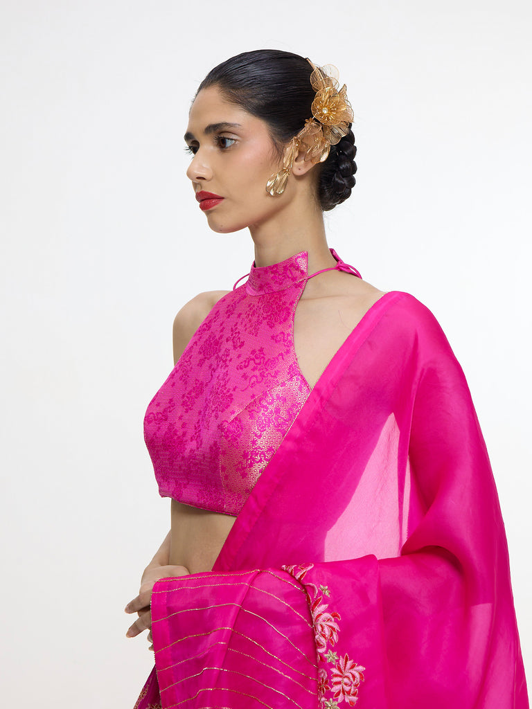 Handwoven Fuchsia Lehenga Set