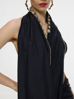 Handwoven Black Mashroo Silk Saree With Gold Button Detailing