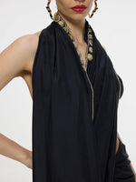 Handwoven Black Mashroo Silk Saree With Gold Button Detailing