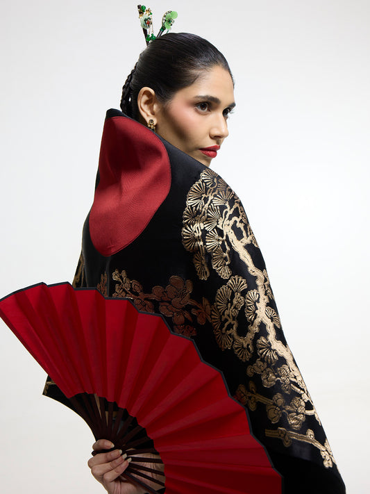 Handwoven Onyx  Silk Shawl