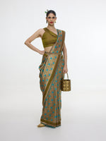 Handwoven Olive Green Saree