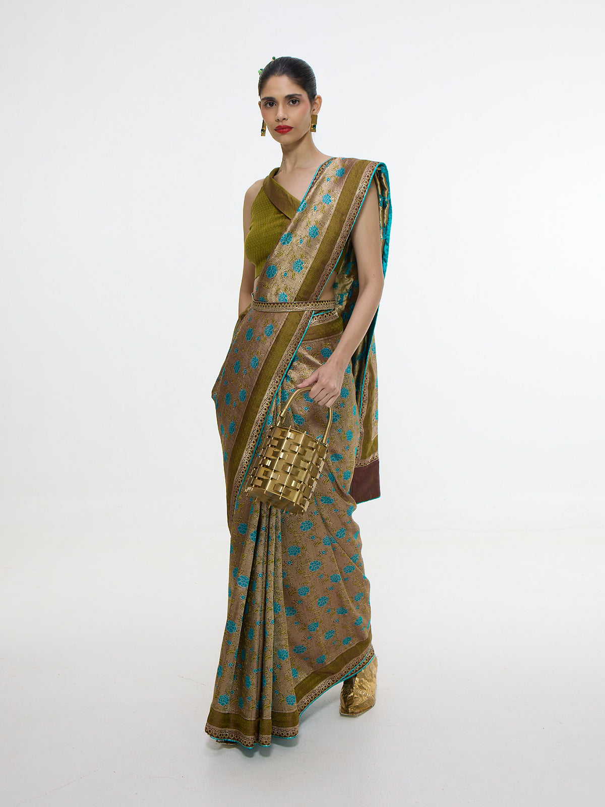 Handwoven Olive Green Saree