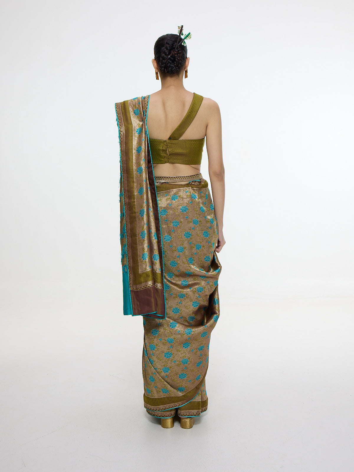 Handwoven Olive Green Saree