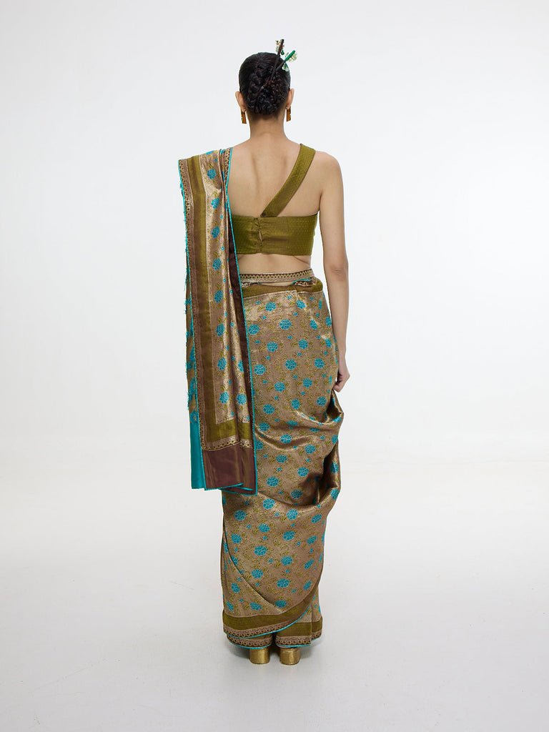 Handwoven Olive Green Saree