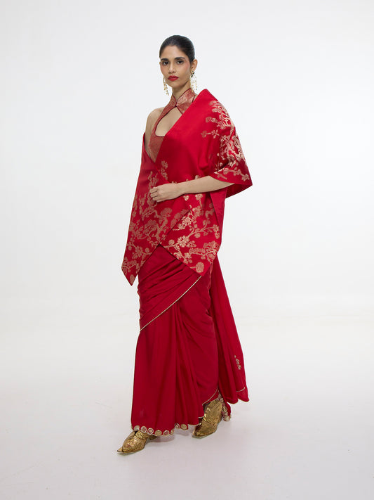 Handwoven Red Silk Shawl