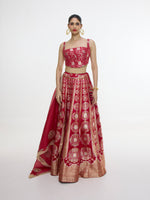 Handwoven Ruby Red Lehenga Set