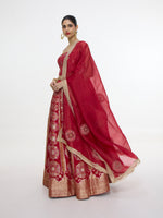 Handwoven Ruby Red Lehenga Set