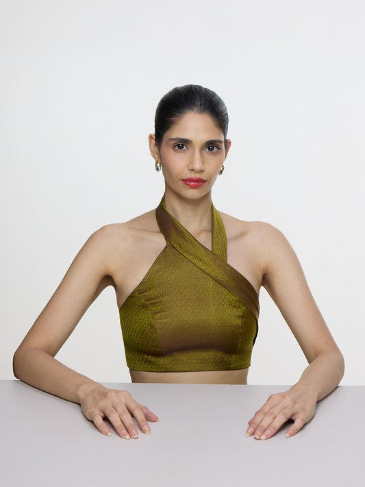 Handwoven Olive Green Blouse