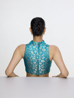 Handwoven Coral Blue Blouse