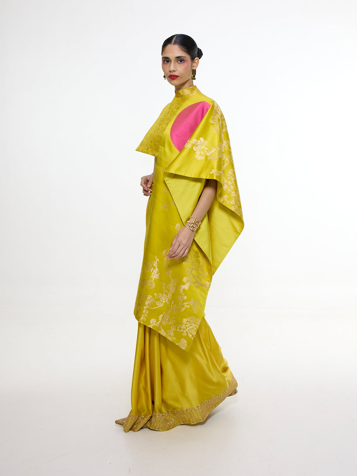Handwoven Yellow Mashroo Silk Saree With Embroidered Border