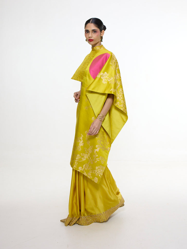 Handwoven Canary Yellow Silk Shawl