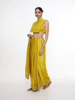 Handwoven Yellow Mashroo Silk Saree With Embroidered Border