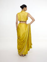 Handwoven Yellow Mashroo Silk Saree With Embroidered Border