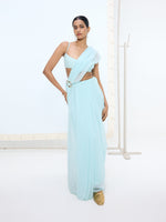 Ice-blue Brooch Saree