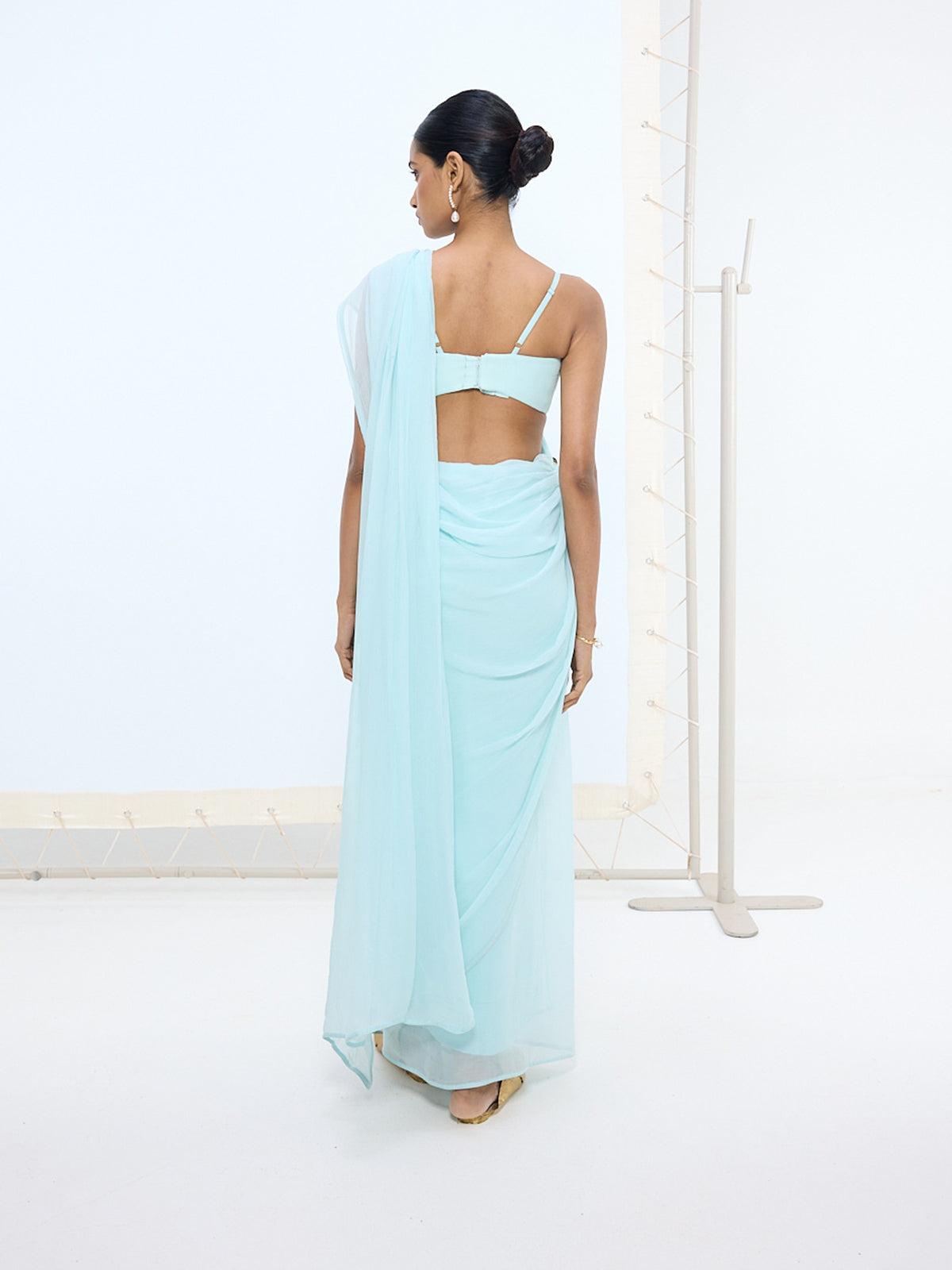 Ice-blue Brooch Saree