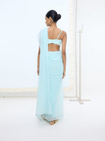 Ice-blue Brooch Saree