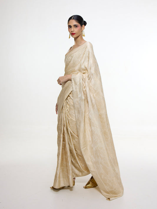 Handwoven Ivory Kadhwa Banarasi Saree
