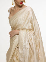 Handwoven Ivory Kadhwa Banarasi Saree