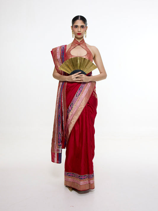 Handwoven Scarlet Red Saree