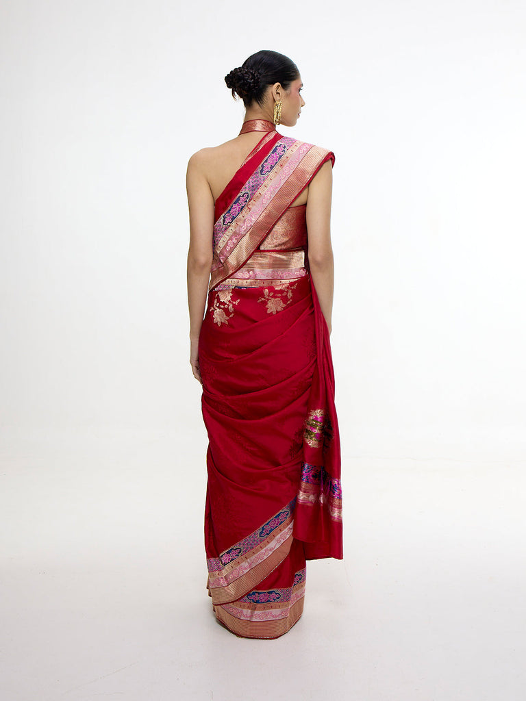 Handwoven Scarlet Red Saree