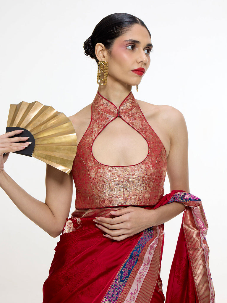 Handwoven Scarlet Red Saree