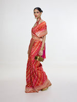 Handwoven Carmine Red Mashroo Silk Saree