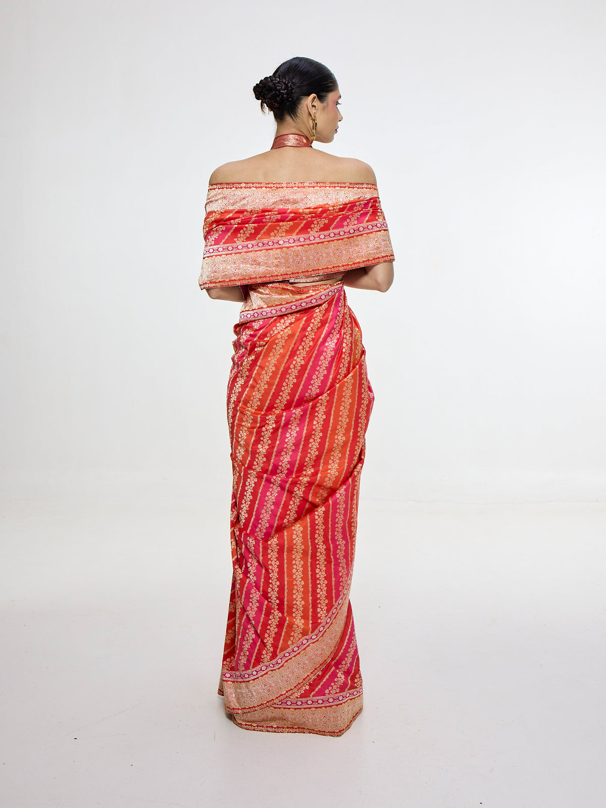 Handwoven Carmine Red Mashroo Silk Saree