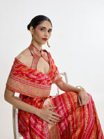 Handwoven Carmine Red Mashroo Silk Saree