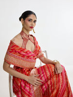 Handwoven Carmine Red Mashroo Silk Saree