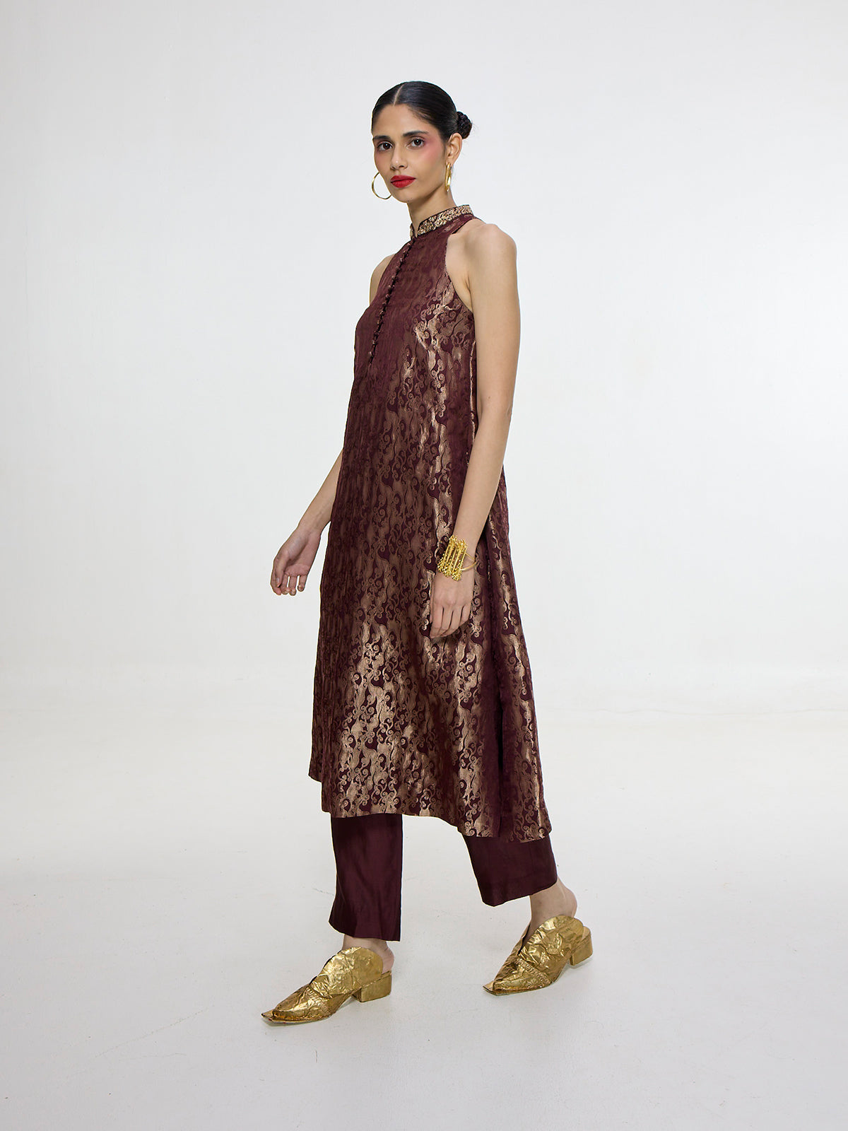 Handwoven Cherry Red Kurta Set