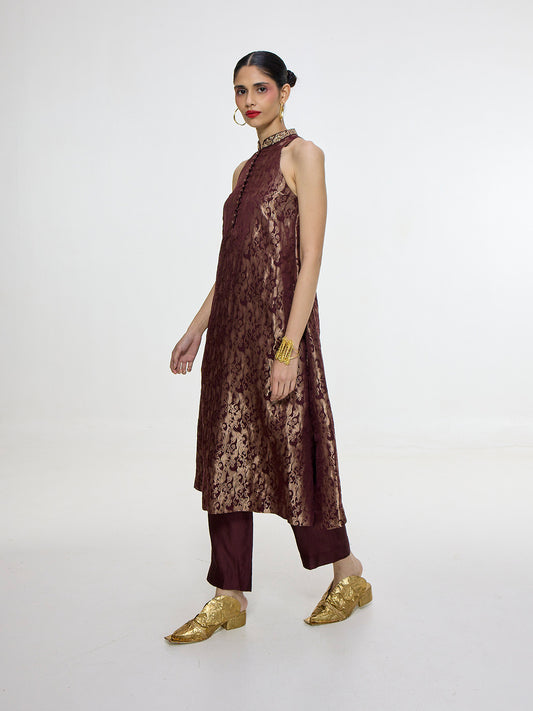 Handwoven Cherry Red Kurta Set