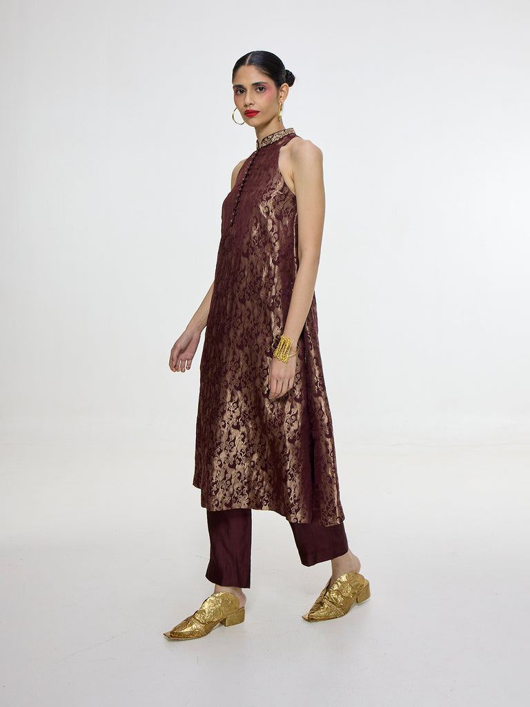 Handwoven Cherry Red Kurta Set