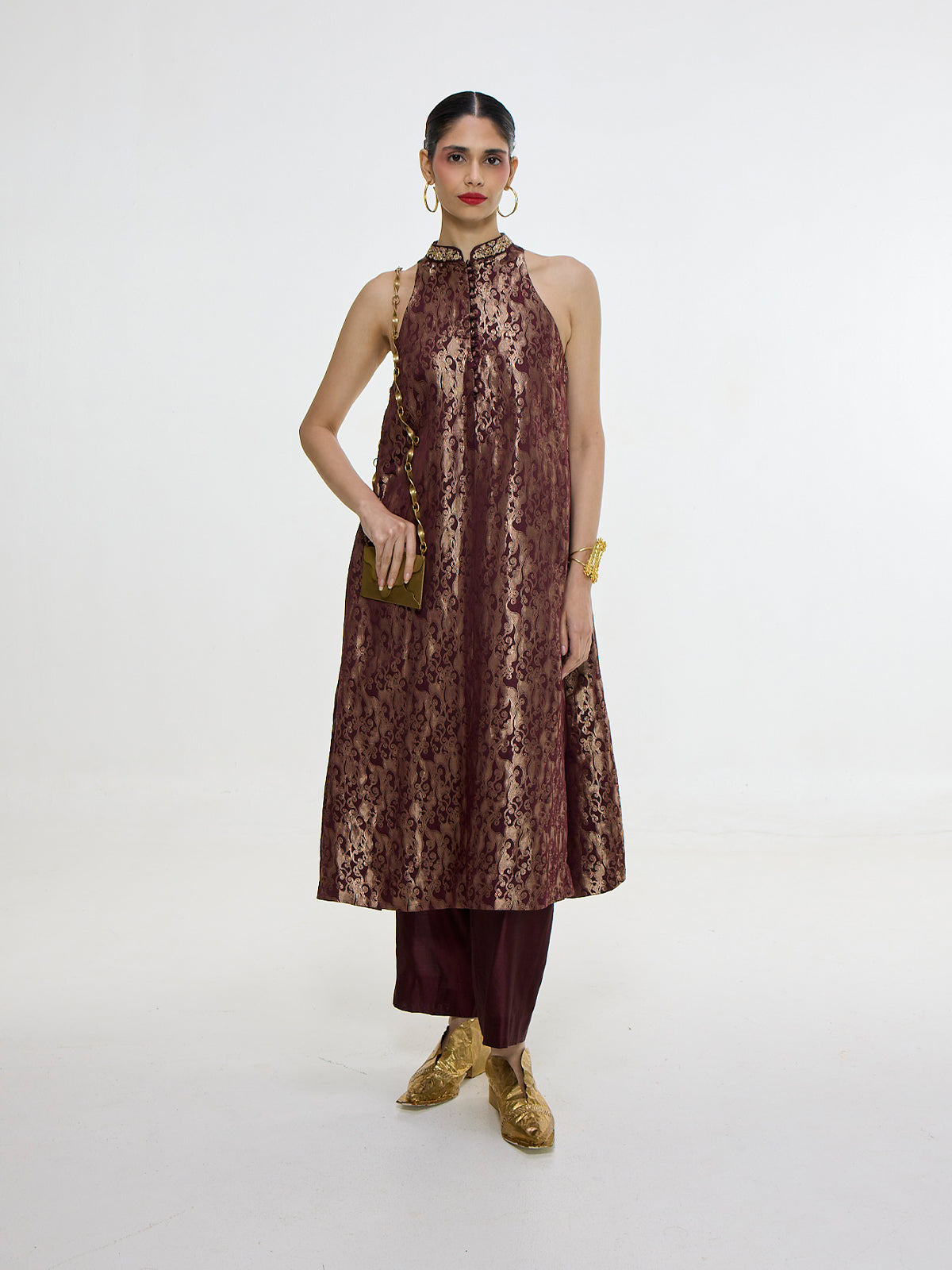 Handwoven Cherry Red Kurta Set